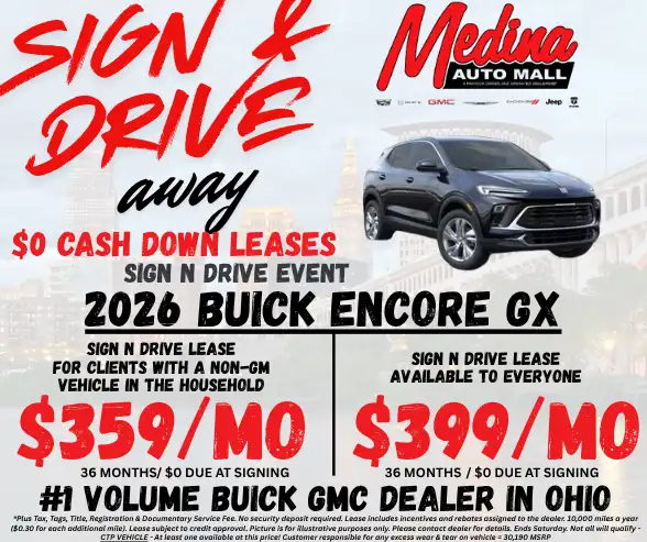 Buick Encore $339 Sign and Drive near Medina Akron Cleveland Ohio