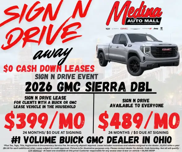 GMC Sierra $299 Sign and Drive near Medina Akron Cleveland Ohio