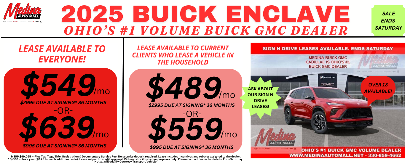 BUICK ENCLAVE LEASE DEALS NEAR AKRON, CLEVELAND AND MEDINA OHIO