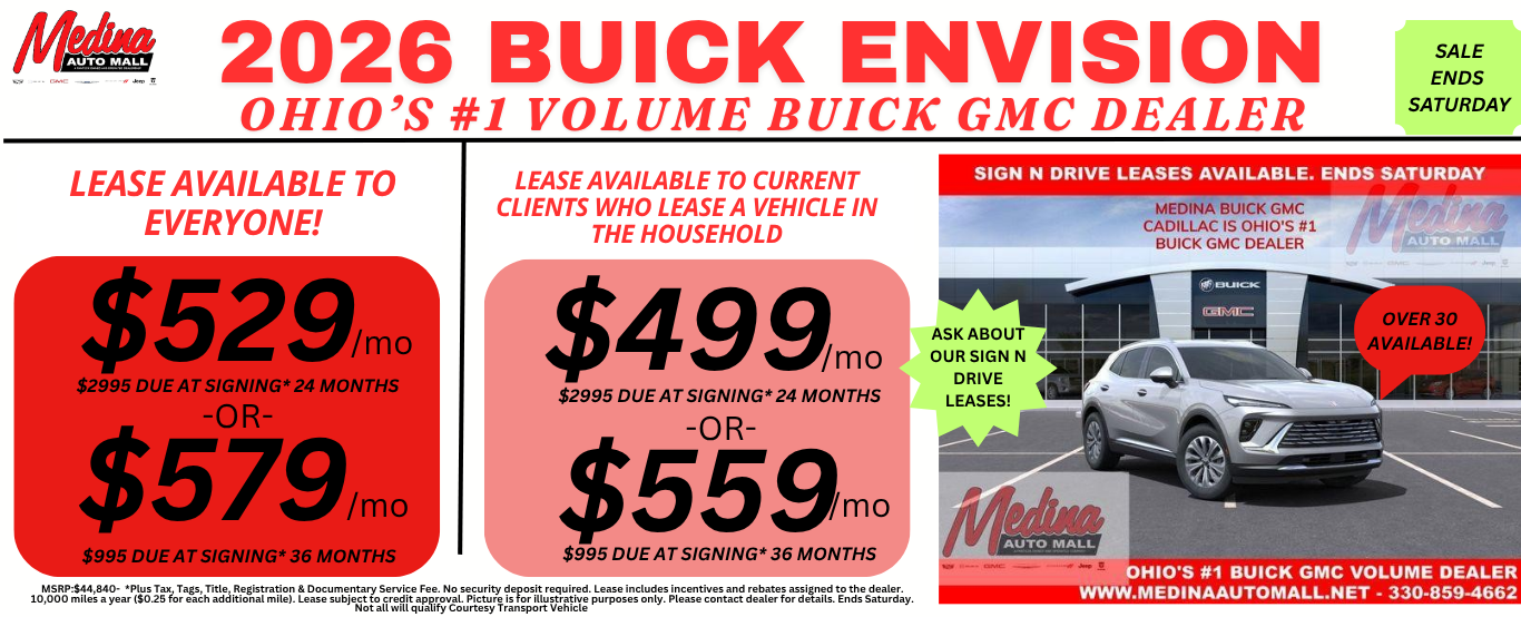 BUICK ENVISION LEASE DEALS NEAR AKRON, CLEVELAND AND MEDINA OHIO