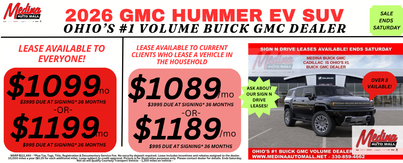 GMC HUMMER EV LEASE DEALS NEAR AKRON, CLEVELAND AND MEDINA OHIO