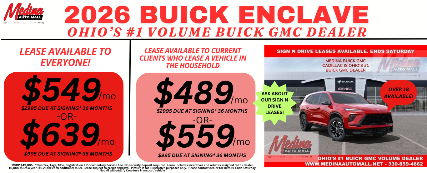 BUICK ENCLAVE LEASE DEALS NEAR AKRON, CLEVELAND AND MEDINA OHIO