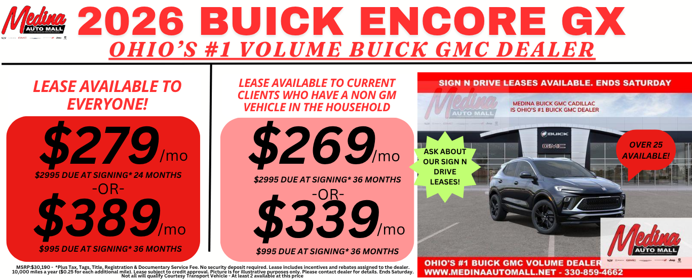 BUICK ENCORE GX LEASE DEALS NEAR AKRON, CLEVELAND AND MEDINA OHIO