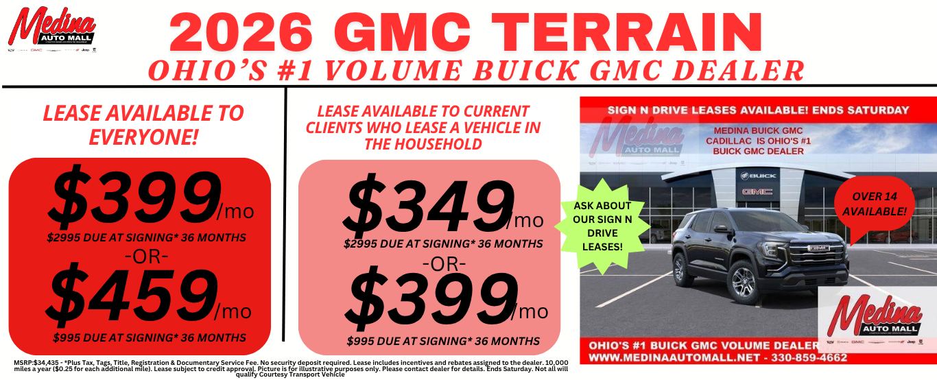 GMC TERRAIN LEASE DEALS NEAR AKRON, CLEVELAND AND MEDINA OHIO