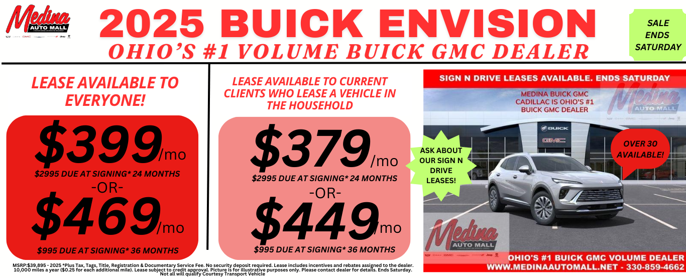 BUICK ENVISION LEASE DEALS NEAR AKRON, CLEVELAND AND MEDINA OHIO